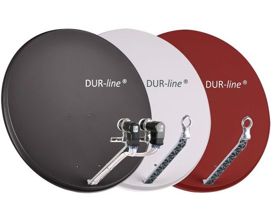 DUR-line Select 85/90cm Satellitenschüssel Alu hellgrau / anthrazit / ziegelrot