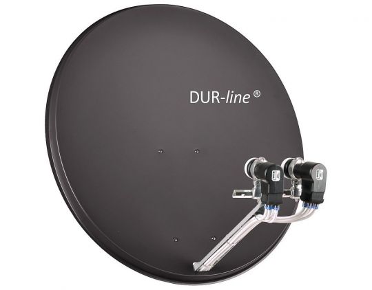 DUR-line Select 85/90cm Satellitenschüssel Alu hellgrau / anthrazit / ziegelrot
