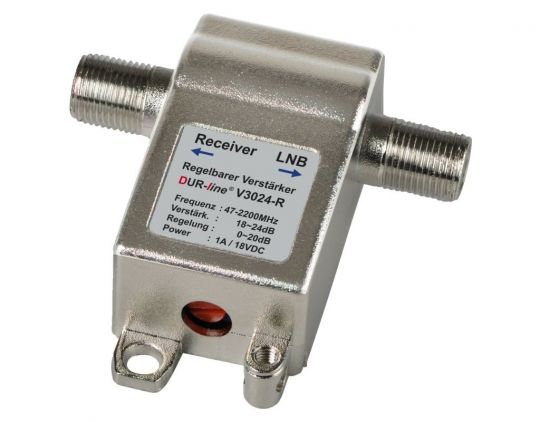 DUR-line V3024-R regelbarer Mini Inline Verstärker SAT / DVB-T bis 24dB
