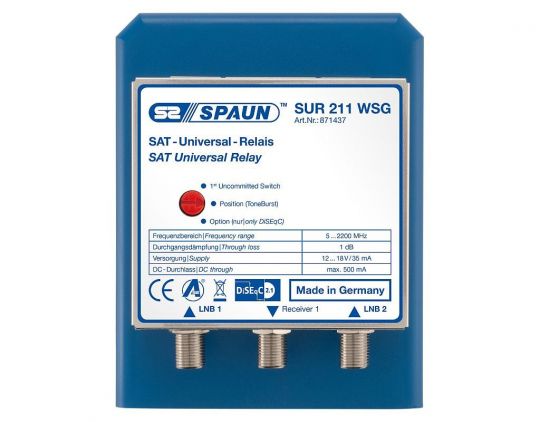 Spaun SUR 211 WSG Sat Antennen Relais DiSEqC 2/1 mit Option