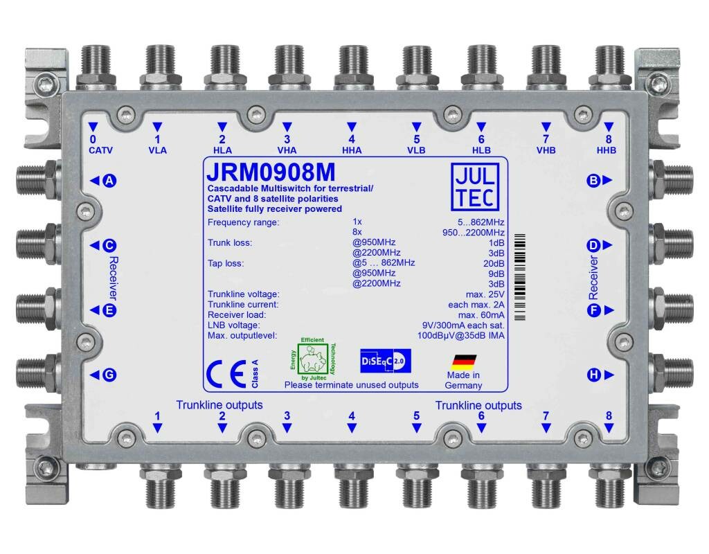 Sat kaskadierbar Jultec JRM1708M Multischalter 17/8 ohne Netzteil 