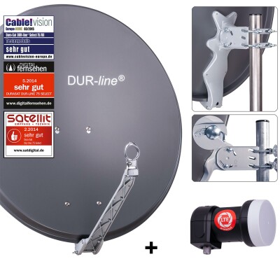DUR-line Select 75/80cm Komplettanlage anthrazit + Single LNB