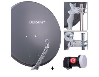 DUR-line Select 75/80cm Komplettanlage anthrazit + Single LNB