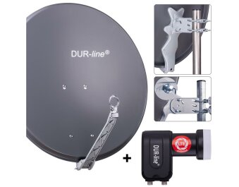 DUR-line Select 75/80cm Komplettanlage anthrazit + Twin LNB