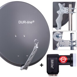 DUR-line Select 75/80cm Komplettanlage anthrazit + Quad LNB