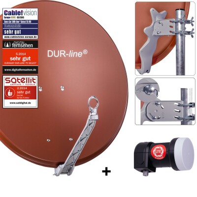 DUR-line Select 75/80cm Komplettanlage ziegelrot + Single LNB