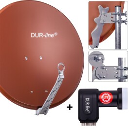 DUR-line Select 75/80cm Komplettanlage ziegelrot + Quad LNB