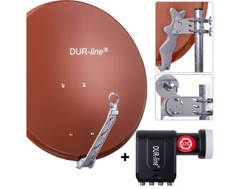 DUR-line Select 75/80cm Komplettanlage ziegelrot + Octo LNB