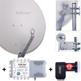 DUR-line Select 75/80cm Komplettanlage hellgrau 1xSAT/8TN