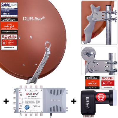 DUR-line Select 75/80cm Komplettanlage ziegelrot 1xSAT/8TN