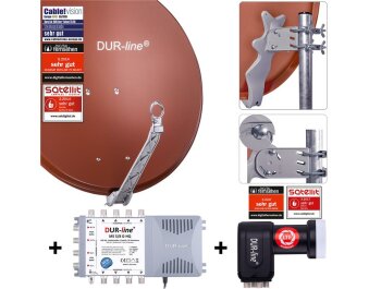 DUR-line Select 75/80cm Komplettanlage ziegelrot 1xSAT/8TN
