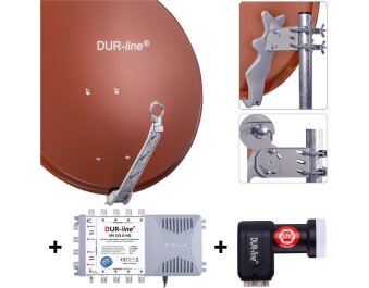DUR-line Select 75/80cm Komplettanlage ziegelrot 1xSAT/8TN