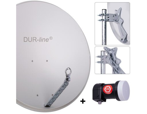 DUR-line Select 85/90cm Komplettanlage hellgrau + Single LNB