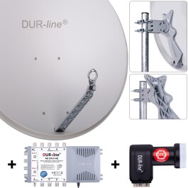 DUR-line Select 85/90cm Komplettanlage hellgrau 1xSAT/8TN