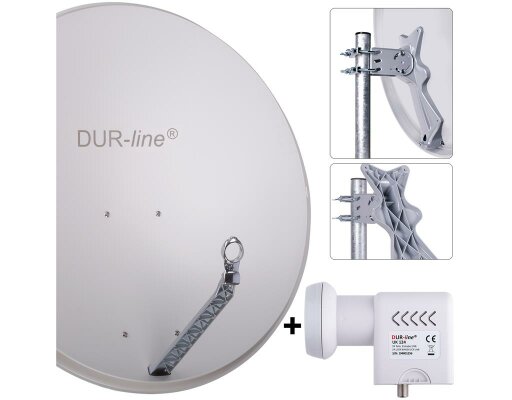 DUR-line Select 85/90cm Komplettanlage hellgrau + Unicable 24TN