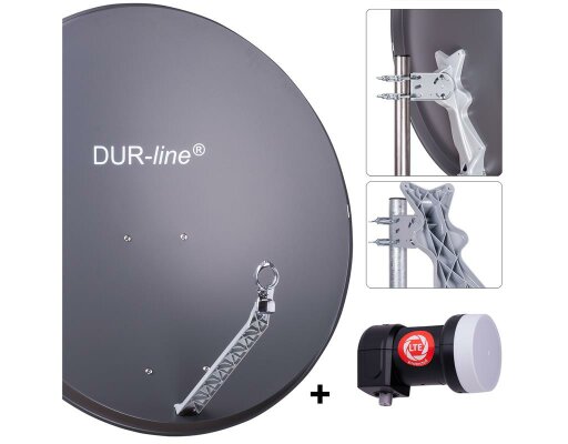 DUR-line Select 85/90cm Komplettanlage anthrazit + Single LNB