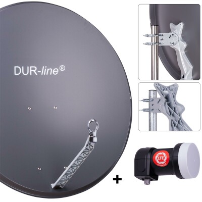 DUR-line Select 85/90cm Komplettanlage anthrazit + Single LNB