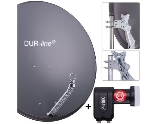 DUR-line Select 85/90cm Komplettanlage anthrazit + Twin LNB