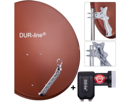 DUR-line Select 85/90cm Komplettanlage rot + Twin LNB