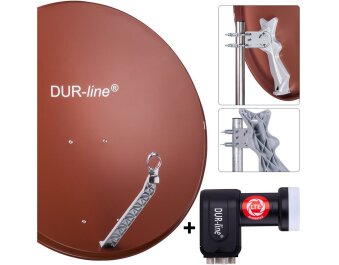 DUR-line Select 85/90cm Komplettanlage rot + Quad LNB