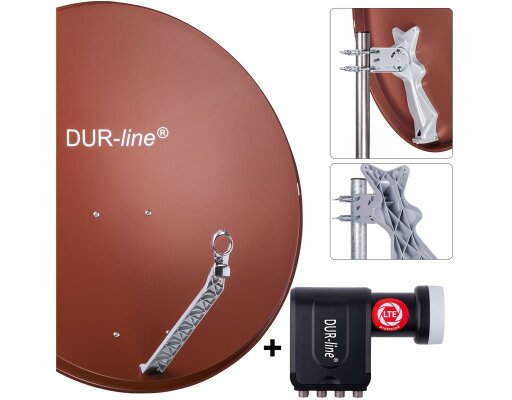 DUR-line Select 85/90cm Komplettanlage rot + Octo LNB