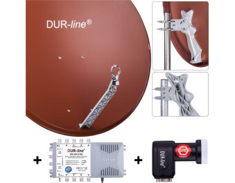 DUR-line Select 85/90cm Komplettanlage rot 1xSAT/8TN