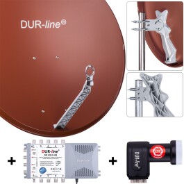 DUR-line Select 85/90cm Komplettanlage rot 1xSAT/8TN
