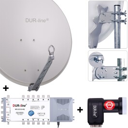 DUR-line Select 75/80cm Komplettanlage hellgrau 1xSAT/12TN