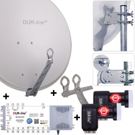 DUR-line Select 75/80cm Komplettanlage hellgrau 2xSAT/8TN