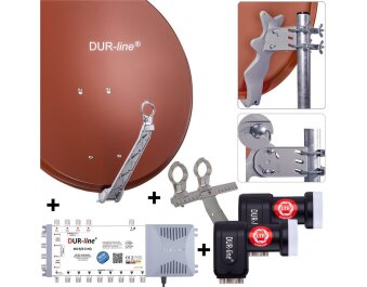 DUR-line Select 75/80cm Komplettanlage ziegelrot 2xSAT/8TN
