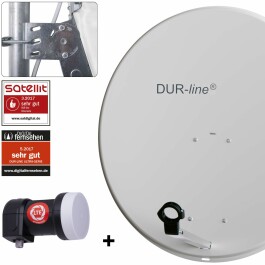 DUR-line MDA 80 Satellitenschüssel hellgrau + Single LNB