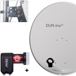 DUR-line MDA 80 Satellitenschüssel hellgrau + Twin LNB