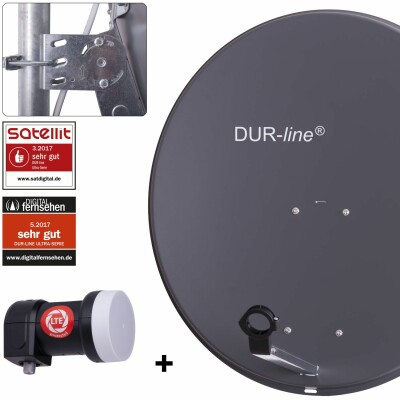 DUR-line MDA 80 Satellitenschüssel anthrazit + Single LNB