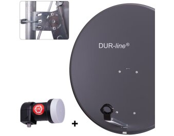 DUR-line MDA 80 Satellitenschüssel anthrazit + Single LNB