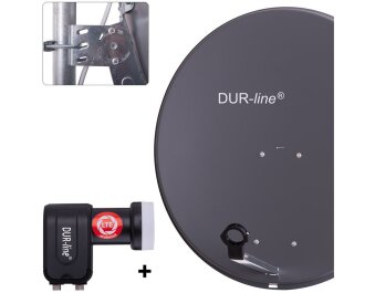 DUR-line MDA 80 Satellitenschüssel anthrazit + Twin LNB