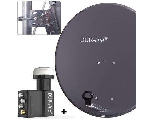 DUR-line MDA 80 Satellitenschüssel anthrazit + Unicable LNB UK 104