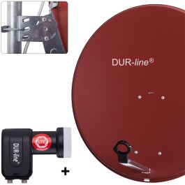 DUR-line MDA 80 Satellitenschüssel rot + Twin LNB