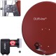 DUR-line MDA 80 Satellitenschüssel rot + Twin LNB