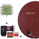 DUR-line MDA 80 Satellitenschüssel rot + Multischalter 1xSAT/8TN
