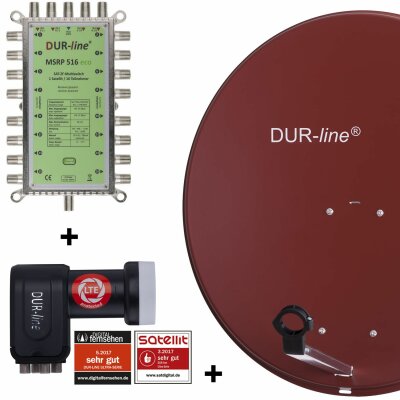 DUR-line MDA 80 Satellitenschüssel rot + Multischalter 1xSAT/16TN