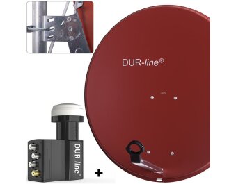 DUR-line MDA 80 Satellitenschüssel rot + Unicable...