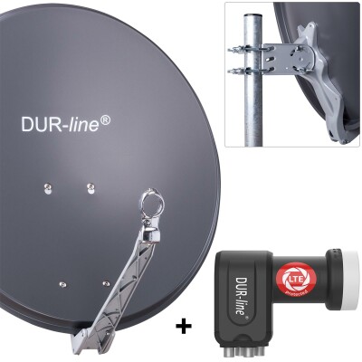 DUR-line Select 60/65 cm Sat Anlage 4 Teilnehmer Komplett Set anthrazit