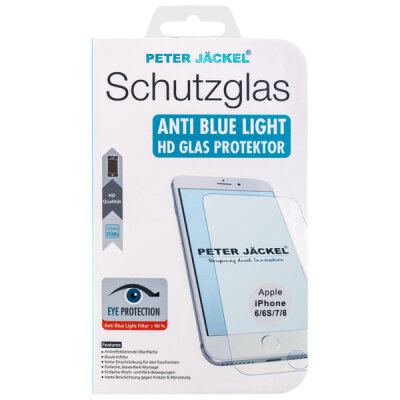 PETER JÄCKEL HD Schutzglas Anti Blue Light für Apple iPhone 6 / 6S / 7 / 8