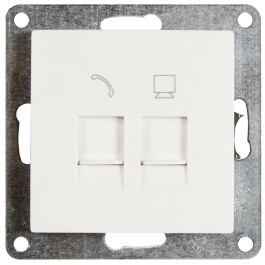 RJ45 + RJ11 Dose McPower Flair für ISDN Cat UP weiß