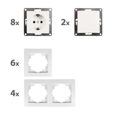 Schalter und Steckdosen Set McPower Flair Standard Profi 20-teilig Klemmanschluss