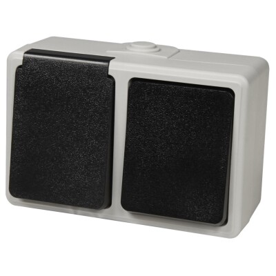 Feuchtraum Kombi-Dose McPower Taff 250V~ Schalter+Steckdose IP44 AP grau