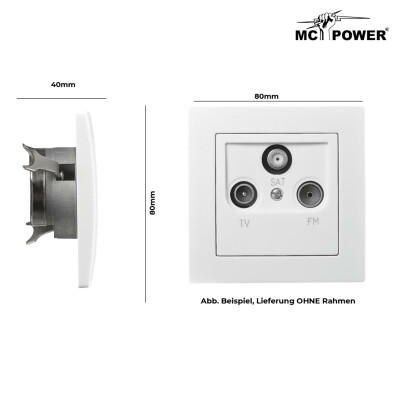 Antennendose McPower Flair für TV, Radio und Sat, UP, weiß