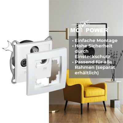 Antennendose McPower Flair für TV, Radio und Sat, UP, weiß