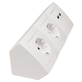 Steckdosenblock McPower Flair Aufbau weiß 2-fach Schutzkontakt + 2x USB