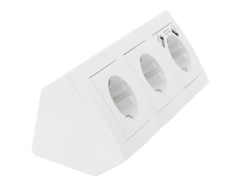 Steckdosenblock McPower Flair Aufbau weiß 3-fach Schutzkontakt + USB